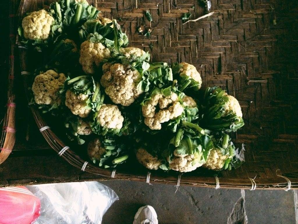 Cauliflower in a basket.