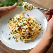 healthy chiportle sweet corn fettuccine