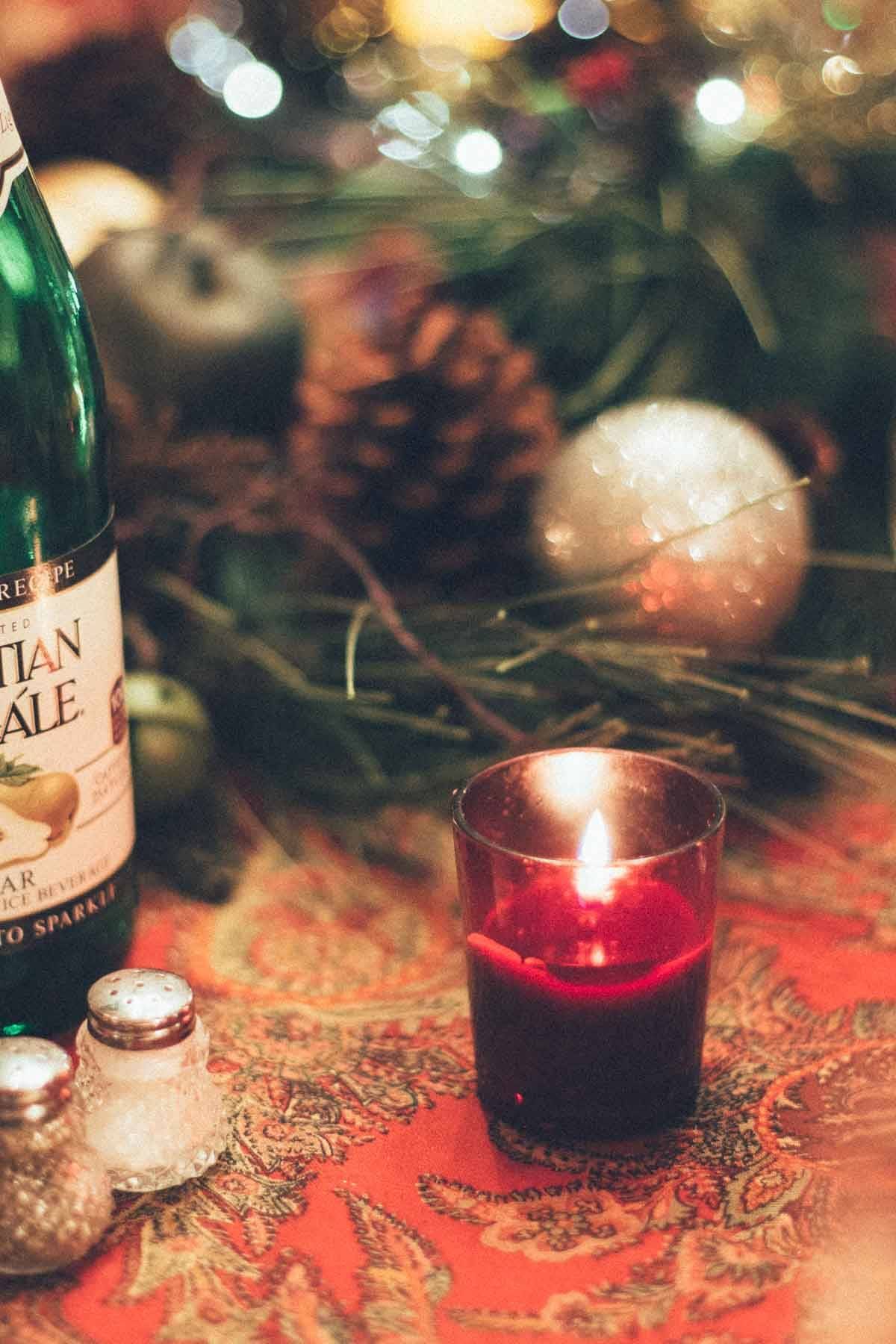 Table with a candle.