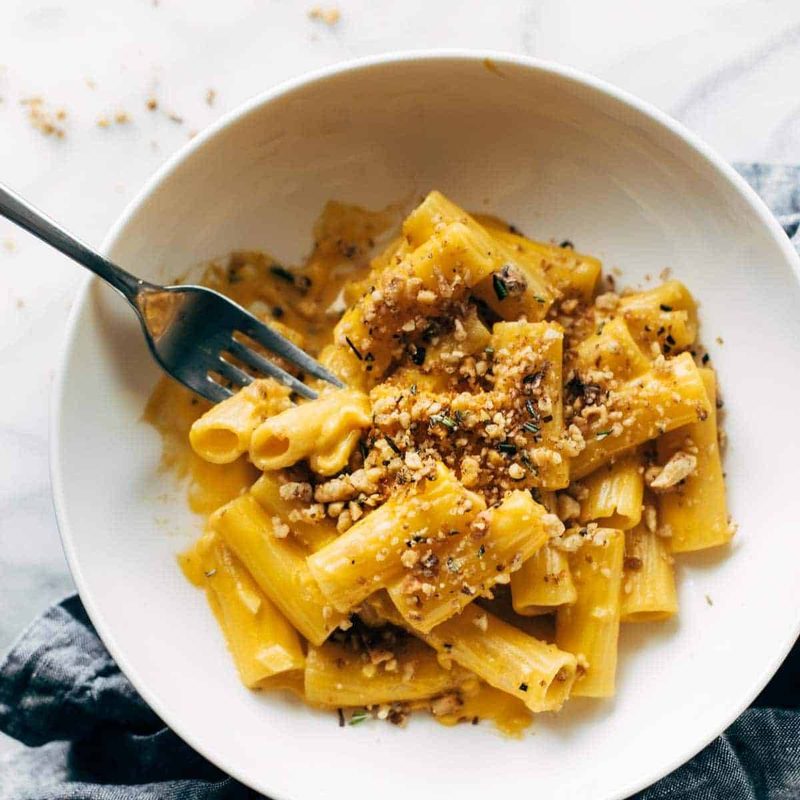 A picture of Pumpkin Rigatoni with Rosemary Walnut Crispies