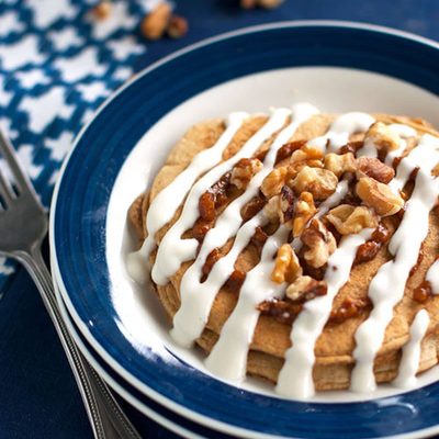 A picture of Healthy Cinnamon Roll Pancakes